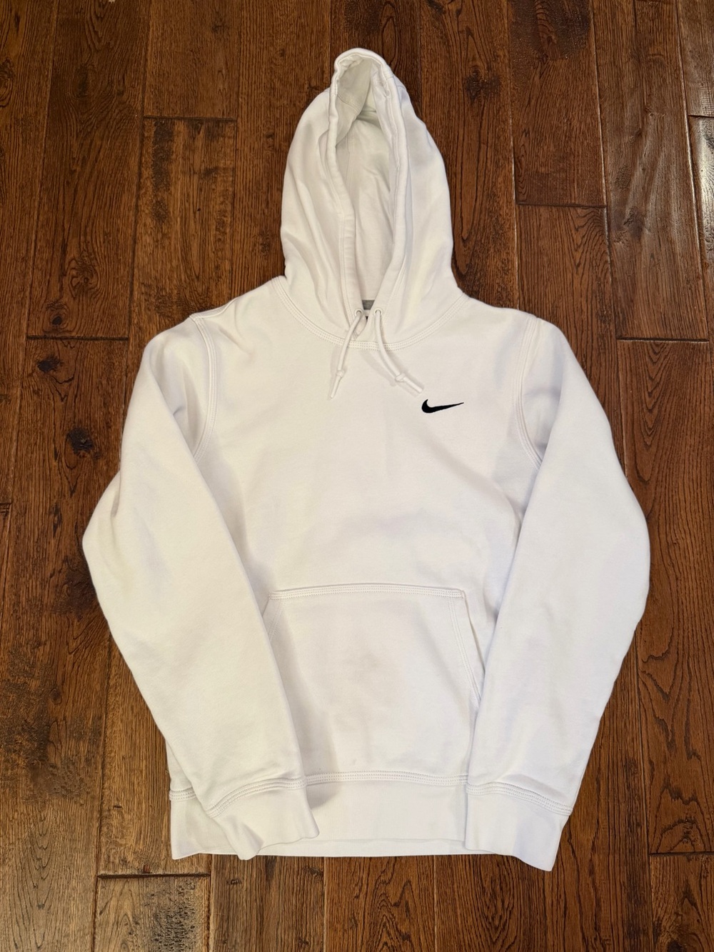 Nike White Hooded Pullover Sweatshirt with Black Swoosh